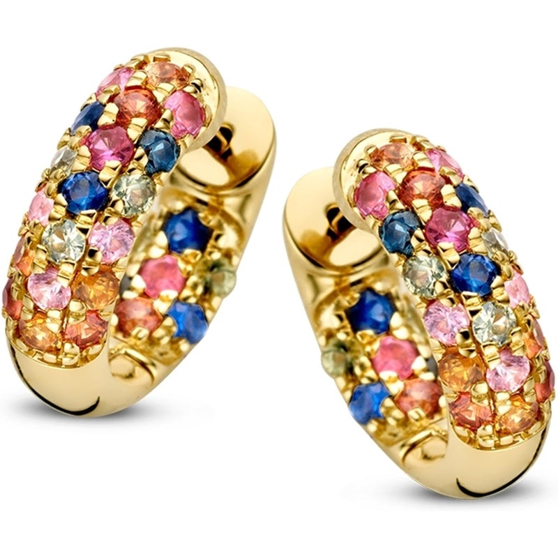 Excellent Jewelry OG137380 14k gouden oorringen met saffier