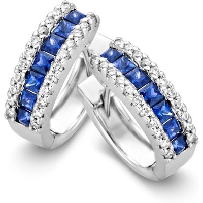 Excellent Jewelry OG214859 14k witgouden oorringen met saffier en 0,26 ct diamant