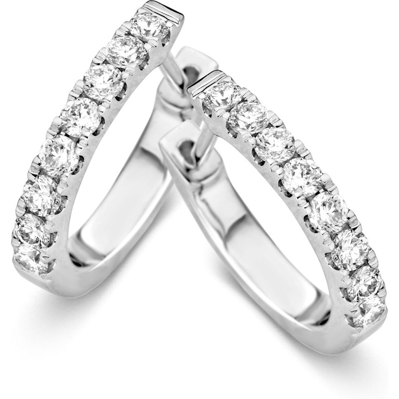 Excellent Jewelry OG216196 14k witgouden oorringen met 0,75 ct diamant