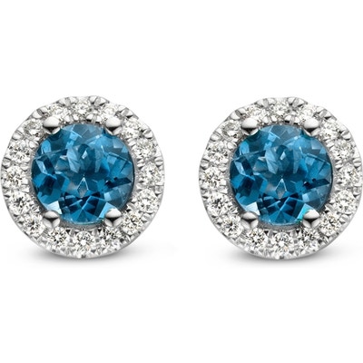 Excellent Jewelry OG237357 14k witgouden oorknopjes london blue topaz en diamant
