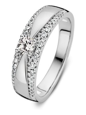 Excellent Jewelry RG217083 14 karaat witgouden ring met 0,40 ct diamant