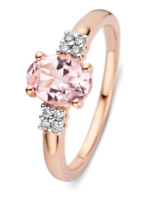 Excellent Jewelry RG336780 14 karaat rosegouden ring met morganiet en 0,07 ct diamant
