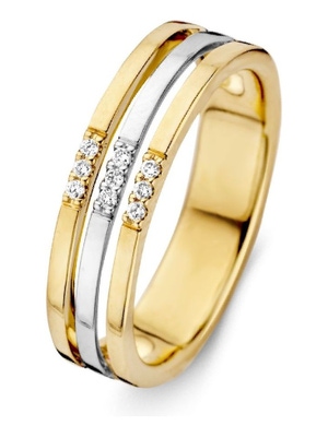 Excellent Jewelry RG415431 14 karaat bicolor gouden ring met 0,05 ct diamant