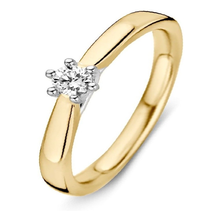 Excellent Jewelry RG416079 14 karaat gouden solitair ring met 0,14 ct diamant