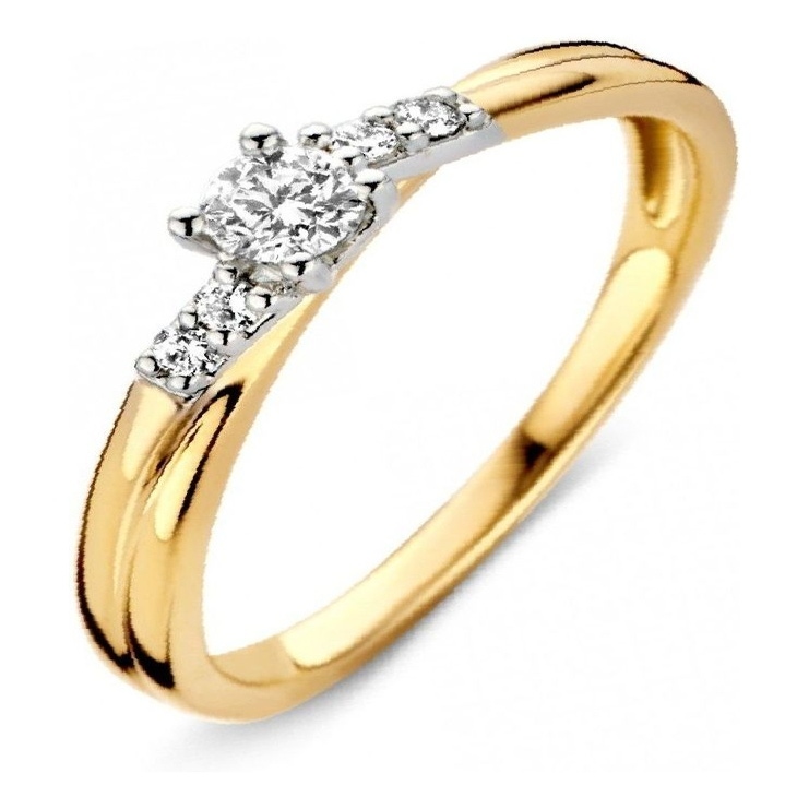 Excellent Jewelry RG416345 14 karaat geelgouden ring met 0,22 ct diamant