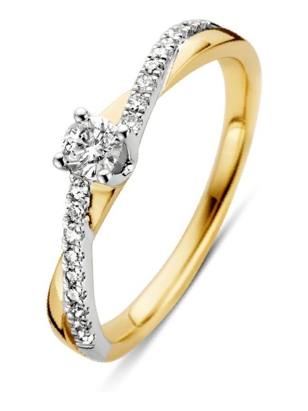 Excellent Jewelry RG416664 14 karaat geelgouden ring met 0,32 ct diamant