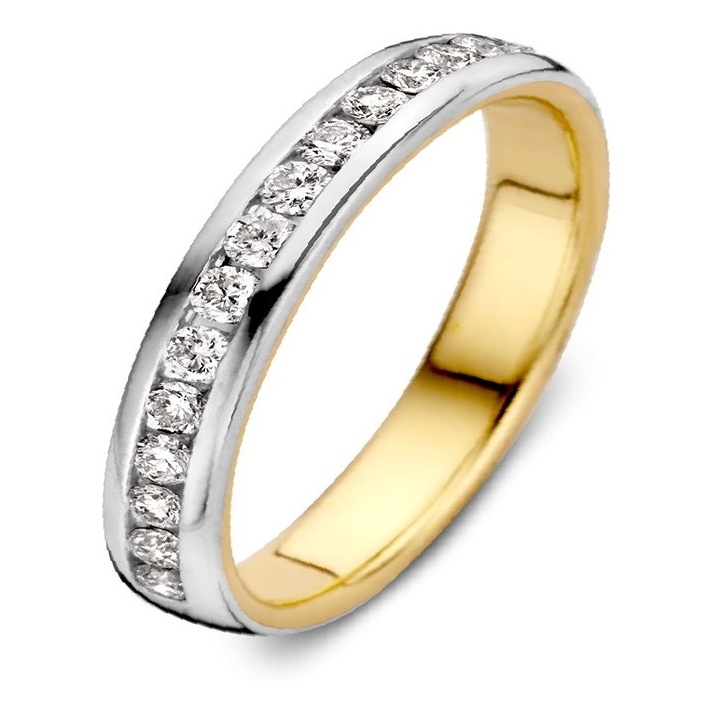 Excellent Jewelry RG417063 14 karaat bicolor gouden ring met 0,32 ct diamant