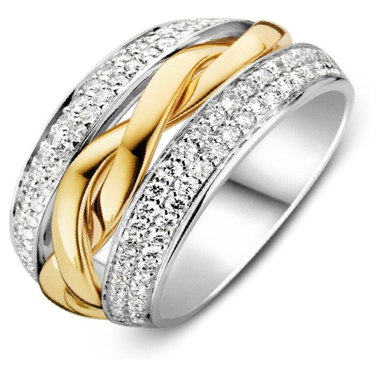 Excellent Jewelry RP416625 14 karaat gouden bicolor ring 11 mm met 0,87 ct diamant