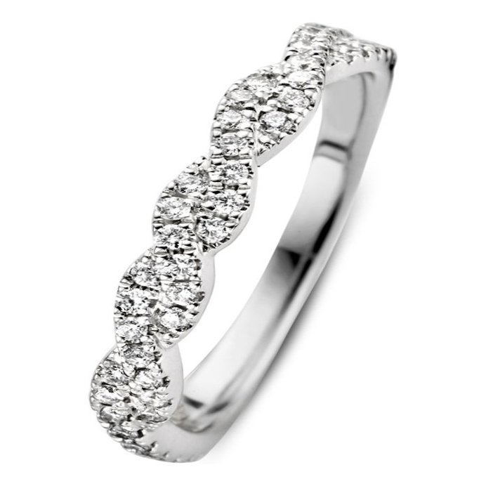 Excellent Jewelry RX217245 14k witgouden ring gedraaid met diamant
