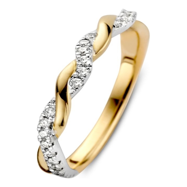 Excellent Jewelry RX417246 14k bicolor gouden ring gedraaid met diamant