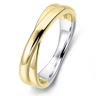 Gisser Jewels R452Y Zilveren bicolor ring 5 mm