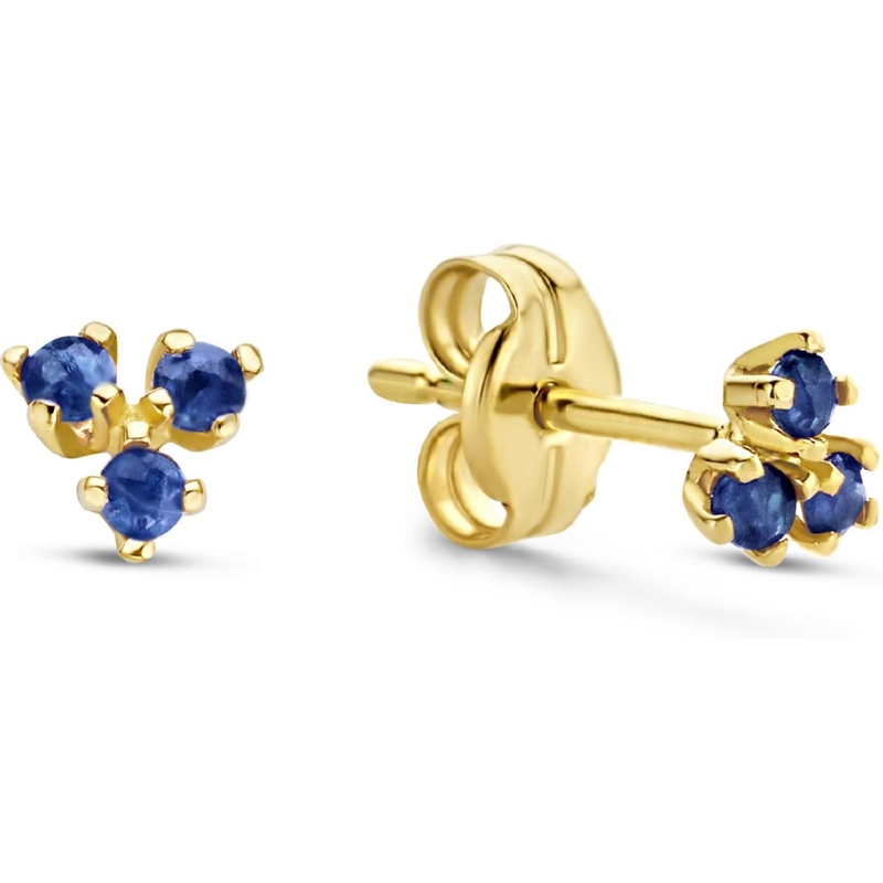 Jackie JKE20.014 14k gouden triangle saffier oorknopjes 3,7 mm