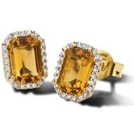 The House Of Jewels THOJ0035 14 karaat gouden citrien oorknopjes met 0,14 ct diamant H090