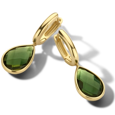 Treasure Collection TC-50727 14 karaat gouden klapcreolen met toermalijn 26 mm H125