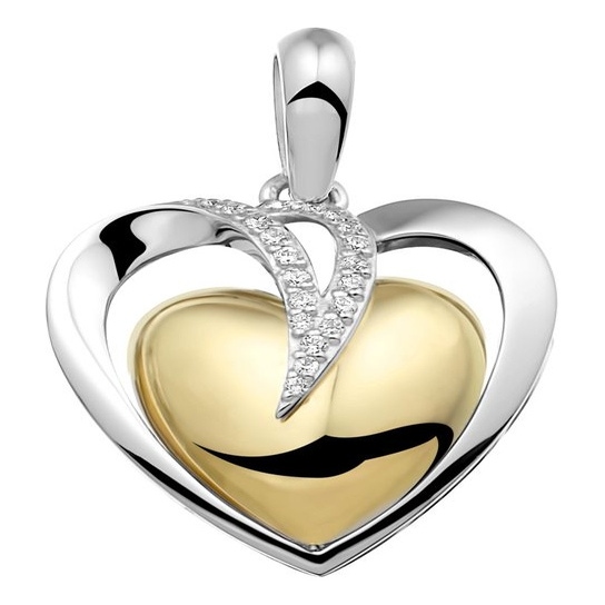 See You 110 SB Zilveren met gouden ashanger hart met zirkonia