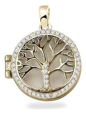See You 140 Y 14k gouden ashanger levensboom met zirkonia en hars