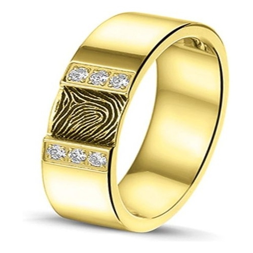 See You 409 S 14k gouden ring met diamant en vingerafdruk