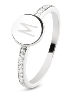 See You 457 S Zilveren ring met zirkonia en initiaal