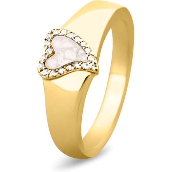 See You RG-005-Y14Z 14k gouden ring hartje met zirkonia en moedermelk