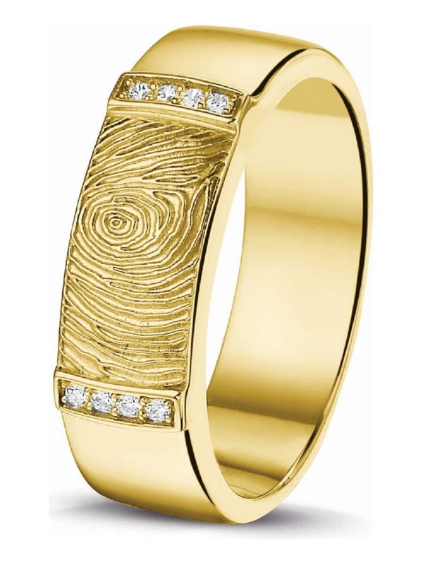 See You RWS 004 14 karaat gouden ring met diamant met vingerafdruk