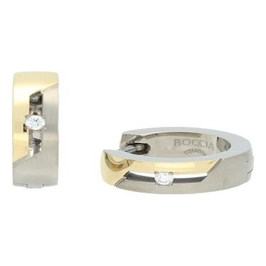 Boccia 05045-04 Titanium bicolor klapcreolen 14,5 mm met 0,04 ct diamant