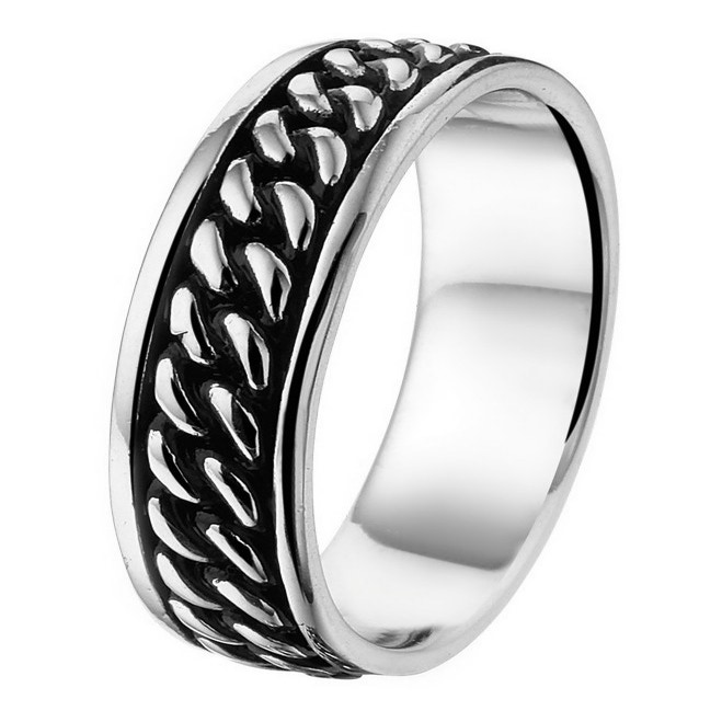 Treasure Collection TC-39391 Zilveren geoxideerde herenring 6 mm