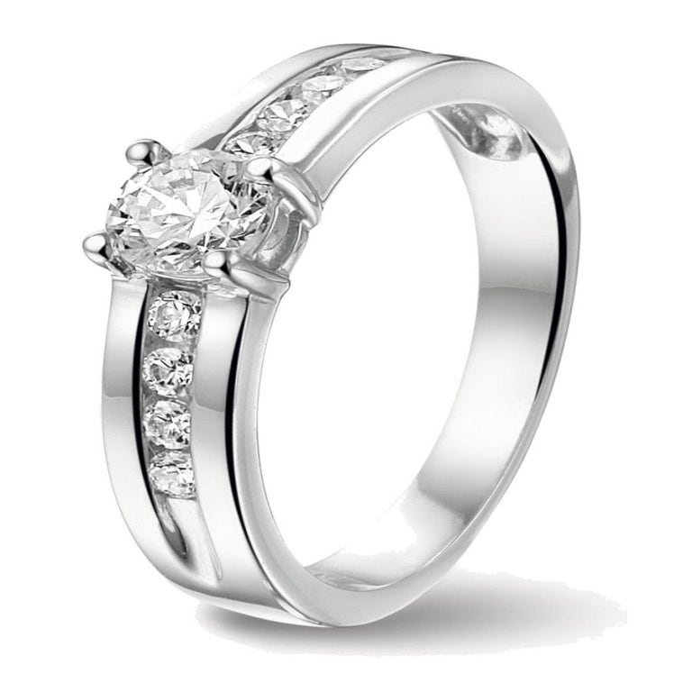 Treasure Collection TC-38112 Gerhodineerd zilveren ring met zirkonia glamour