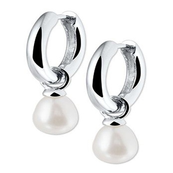 Treasure Collection TC-51023 Zilveren oorringen met parel hanger 15 mm