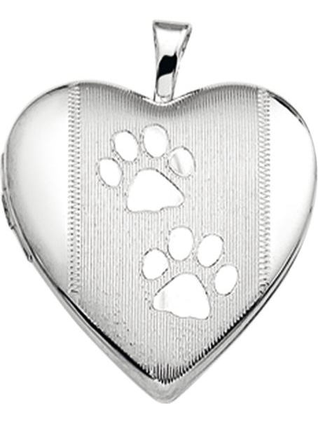 Treasure Collection TC-882320 Zilveren medaillon hart hondenpootjes 21 mm