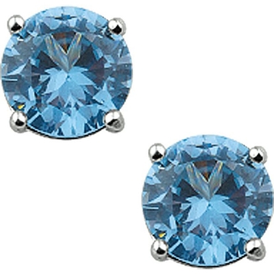 oorknoppen blauw zirkonia zilver gerhodineerd