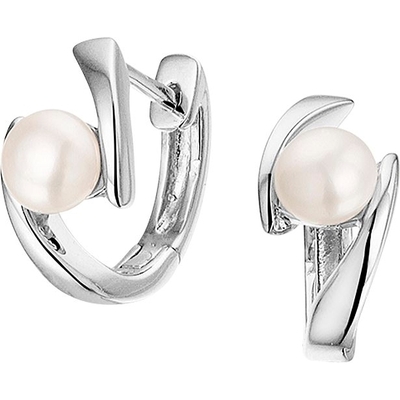 klapoorringen parel zilver gerhodineerd