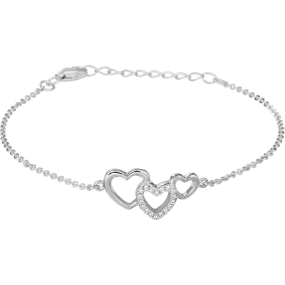 armband hartjes en zirkonia 16  3 cm zilver gerhodineerd