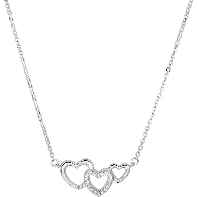 Treasure Collection 883283 Zilveren ketting met hartjes en zirkonia