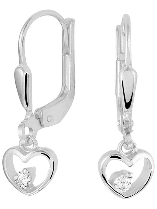 Treasure Collection TC-882306 Zilveren oorhangers met hartje en zirkonia 20 mm