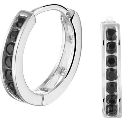 klapoorringen zwart zirkonia zilver gerhodineerd