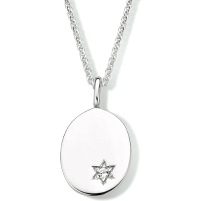 graveercollier ovaal zirkonia 41  4 cm zilver gerhodineerd