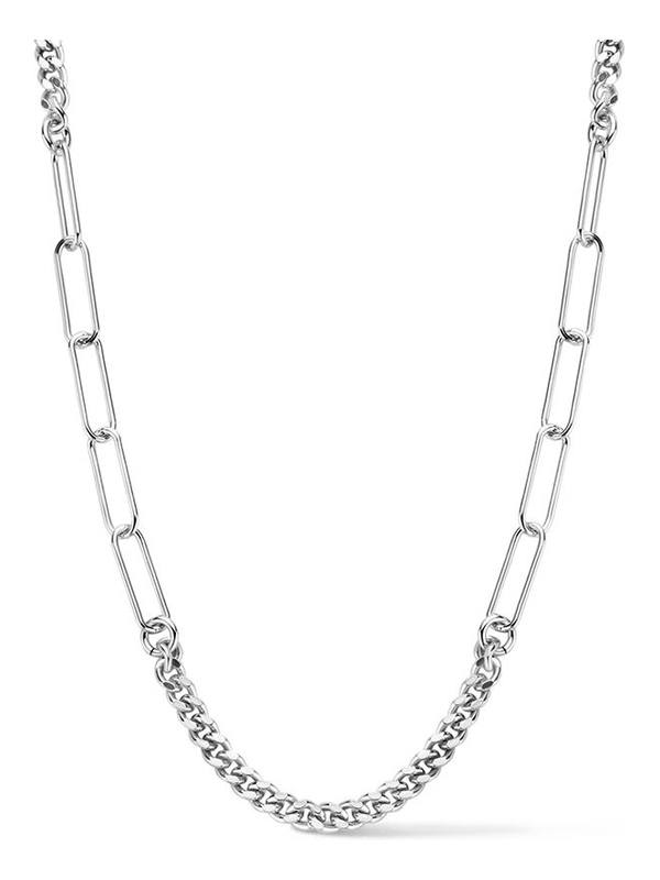 Treasure Collection P167 Zilveren gourmet en paperclip schakelketting 42-45 cm