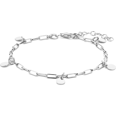 armband paperclip platte buis en rondjes 28 mm 16  3 cm zilver gerhodineerd