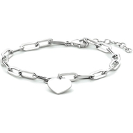 armband hart paperclip platte buis 16  3 cm zilver gerhodineerd