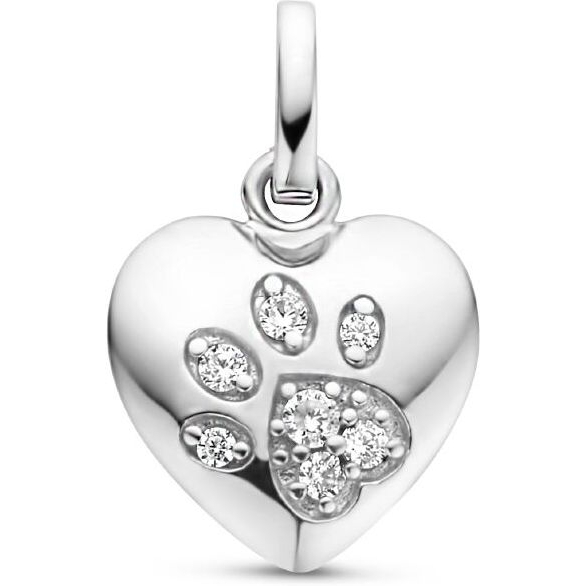 Treasure Collection 883219 Zilveren hanger hart met hondenpoot zirkonia