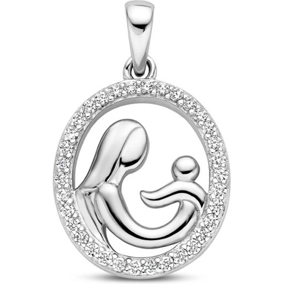 hanger moeder en kind zirkonia zilver gerhodineerd