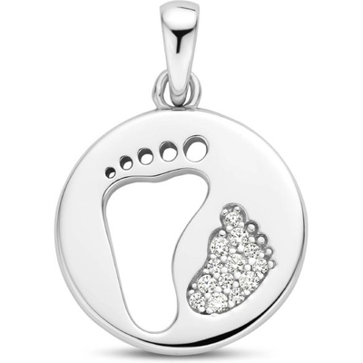 hanger baby voetjes zirkonia zilver gerhodineerd