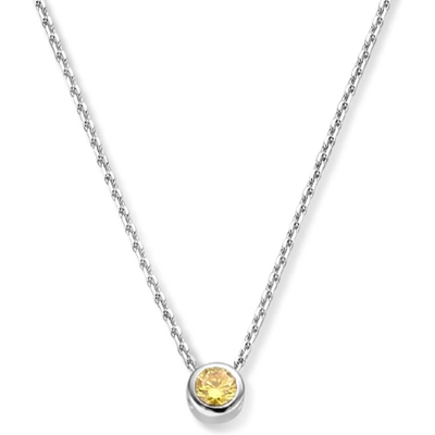 collier met geboortesteen zirkonia 41  4 cm zilver gerhodineerd