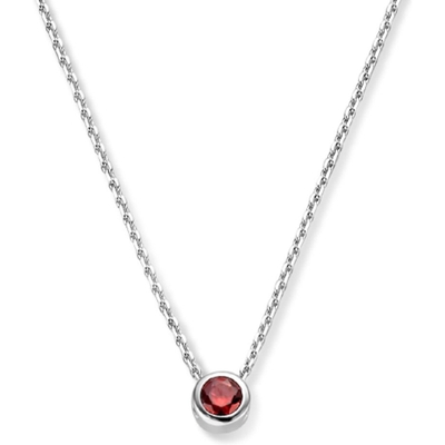 collier met geboortesteen zirkonia 41  4 cm zilver gerhodineerd