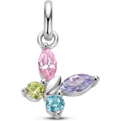 hanger vlinder meerdere kleuren zirkonia zilver gerhodineerd