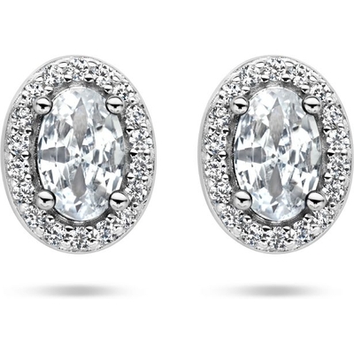 oorknoppen zirkonia halo zilver gerhodineerd