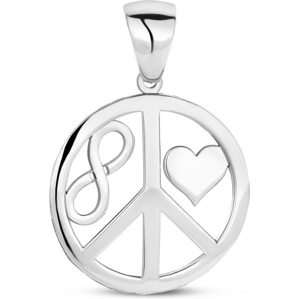 Treasure Collection 883198 Zilveren hanger met hart, peace en infinity