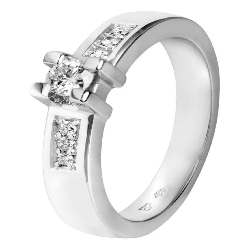 Treasure Collection TC-36578 14 karaat witgouden ring met 0,22 ct diamant