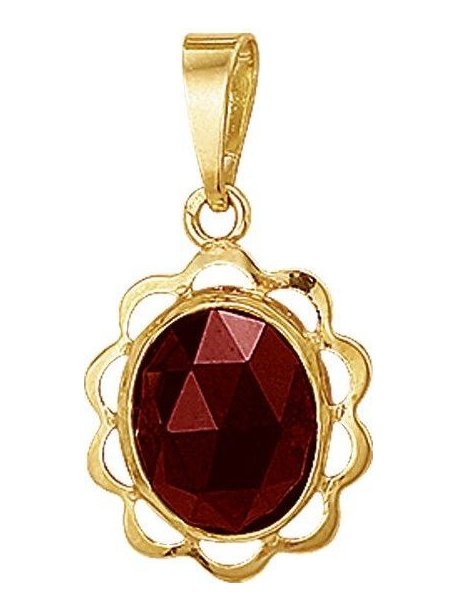 Treasure Collection TC-54539  14 karaat gouden hanger met granaat 16 mm