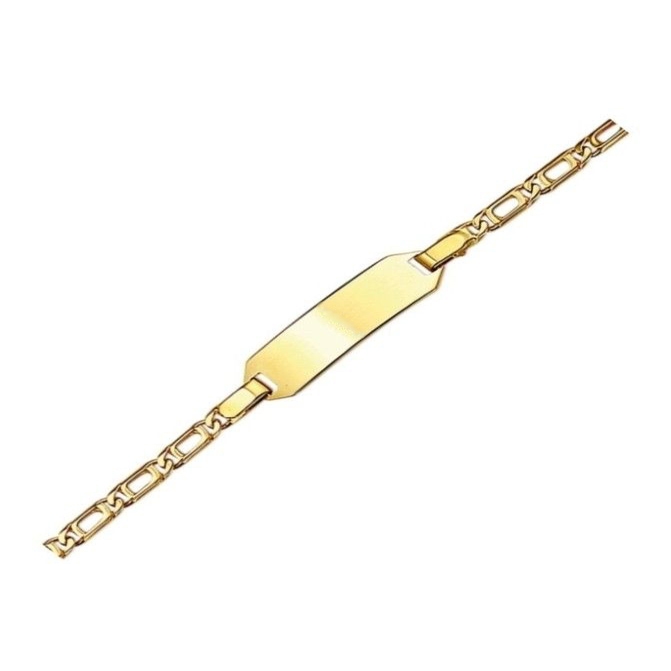 Treasure Collection TC-37022 Geelgouden baby naamplaat armband met valkenoog schakel